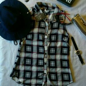 An Icon Apparel red, white and blue blouse